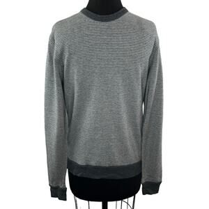 BOSS Hugo Boss Mens Gray Striped Slim Fit Long Sleeve Crewneck Sweatshirt Size M